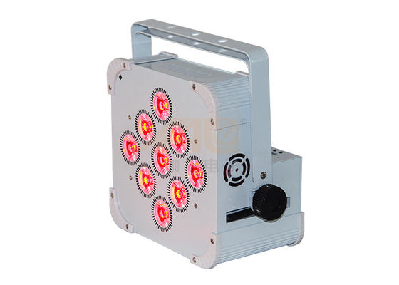 9 * 6w Wireless DMX Par Light ความสว่างสูง Tri-Color Leds ไฟแบตเตอรี่