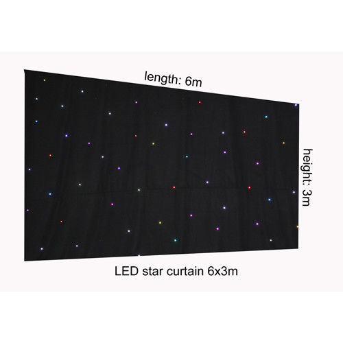 ผ้าม่าน RGB 6 x 3 ม. ม่านตาข่าย LED ฉากหลังม่านแสงดาวสำหรับฉากหลัง